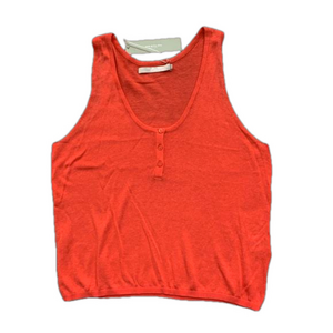 NEW One Grey Day Bianca Button Front Scoop Neck Sweater Tank Salmon Women's Lg